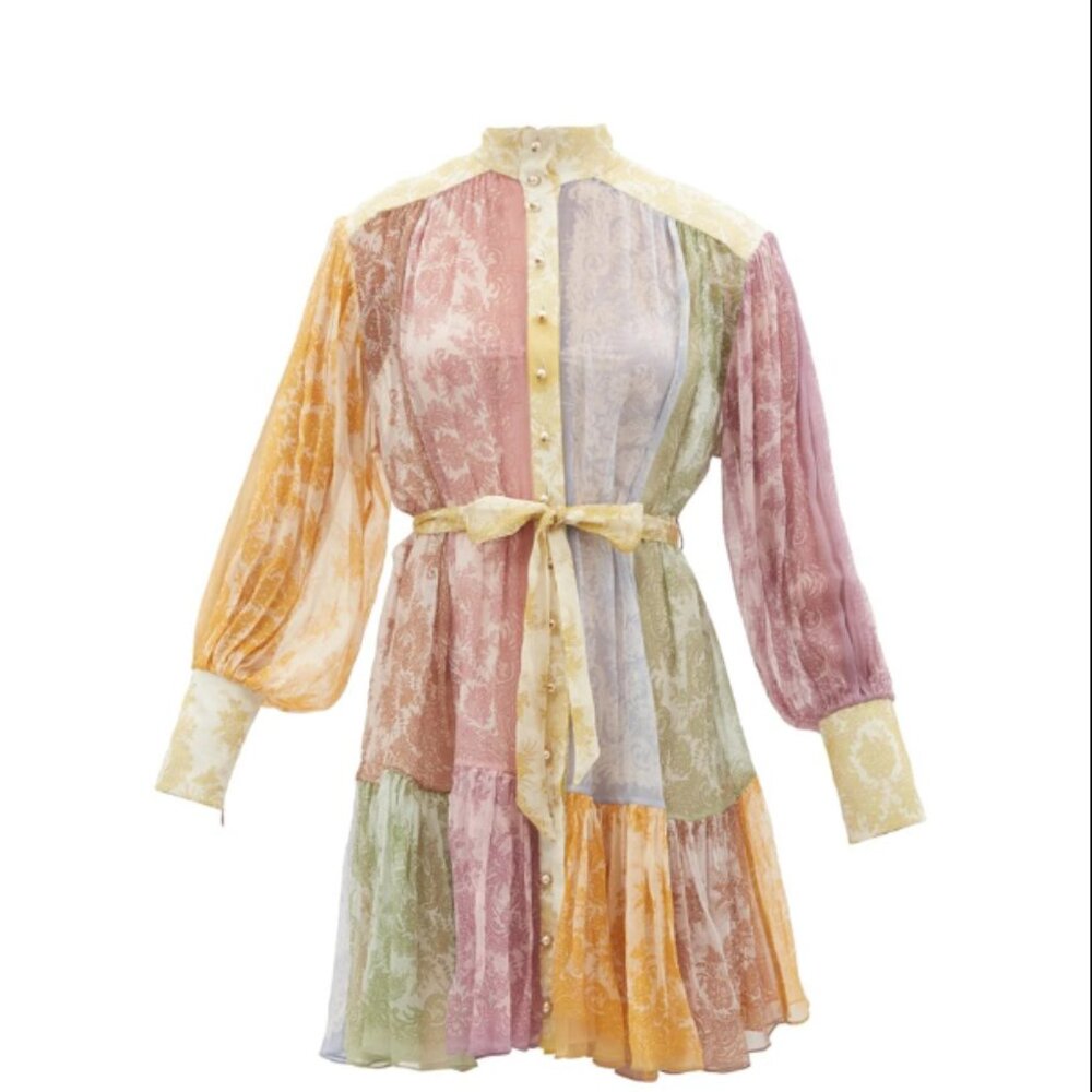 Zimmmann Chiffon Button Down Knee Length Dress Size 0